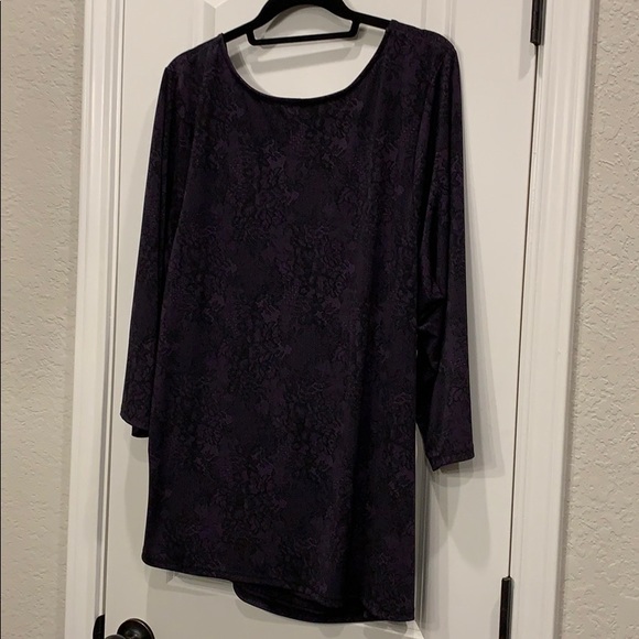 Lane Bryant Purple Black Lace Print Jersey Top - Picture 5 of 8